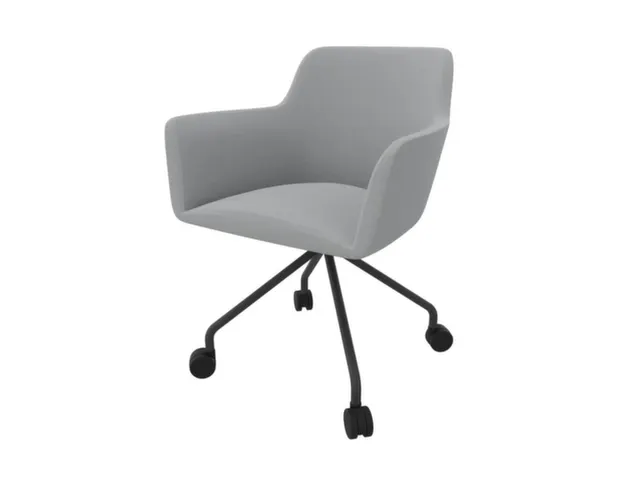 Bezoekersstoel 4-Voet/4Wielen Ronde Buis Donkergrijs Lichtgrijs