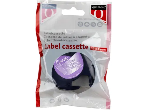 Labeltape Quantore 12267 12mmx4m zwart op transparant