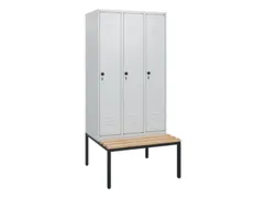 locker met bank,HxBxD 1950x900x815mm,3vak,vak B 300mm,draaigrendel