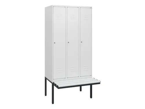 locker met bank,HxBxD 1950x900x815mm,3vak,vak B 300mm,cil.-slot