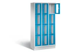 Lockerkast 1800x900x500mm 3x4 vakken Cilinderslot, Sokkel, RAL5012