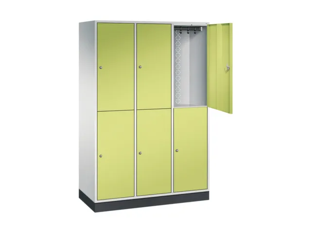 Dubbeldekse garderobekast,HxBxD 1950x1220x500mm,3x2vak.,vak B 360mm