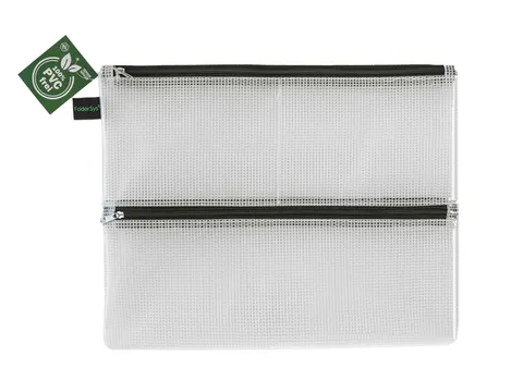 Trousse Foldersys A4 EVA transp sans PVC 4 comp fermeture éclair noir
