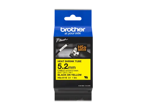 Brother HSe-611E krimpkous tapecassette zwart op geel 5.2mm