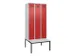 locker met bank,voor scheiding van kleding,HxBxD 2120x900x815mm,3vak