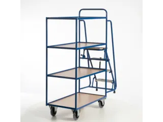 Orderverzamelwagen 990x590mm Totale H 1900mm 4 Etages Hout Ral5010 - 6