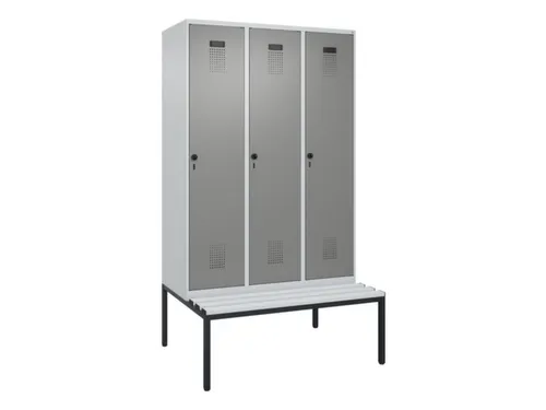 locker met bank,voor scheiding van kleding,HxBxD 2120x1200x815mm,3vak