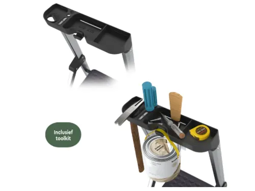 Huishoudtrap BRASQ 5 treden aluminium SLA500 zilver