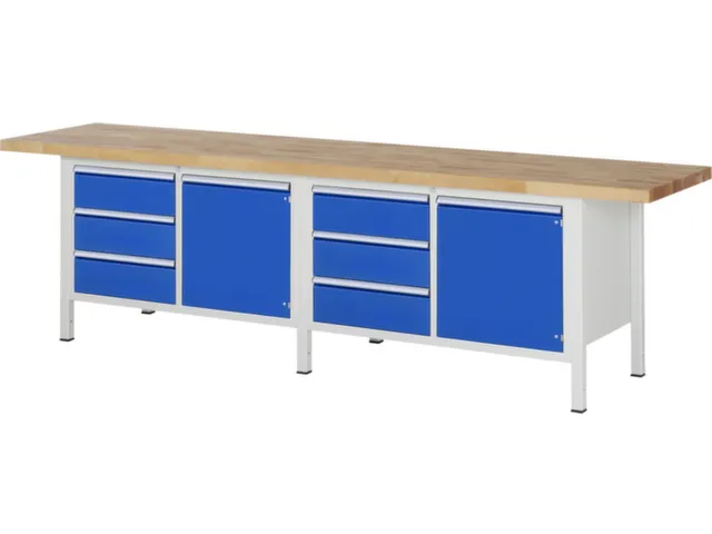 werkbank,HxBxD 840-1040x3000x700mm,beukblad,draagverm. 1250kg