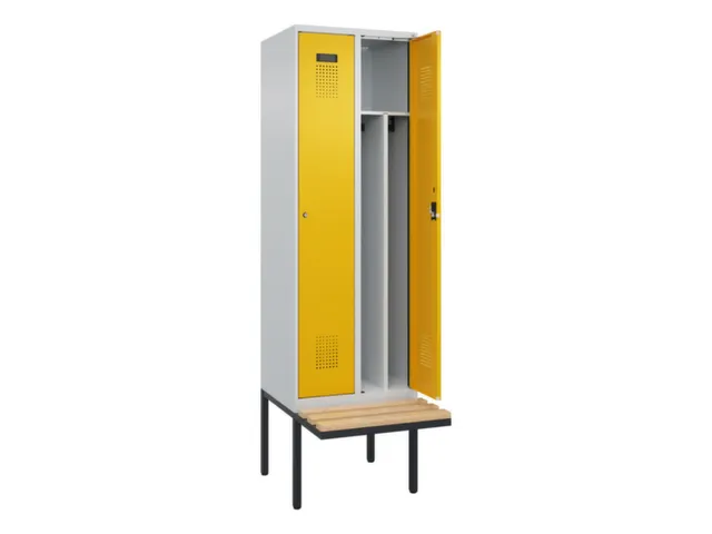 locker met bank,voor scheiding van kleding,HxBxD 2120x600x815mm,2vak
