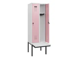 locker met bank,HxBxD 1950x600x815mm,2vak,vak B 300mm,draaigrendel