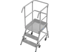 bordestrap,verrijdbaar,bordes H 0,75m,3treden,aluminium,4zwenkwielen