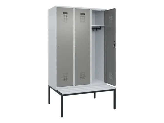 locker met bank,HxBxD 2120x1200x815mm,3vak,vak B 400mm,cilinderslot