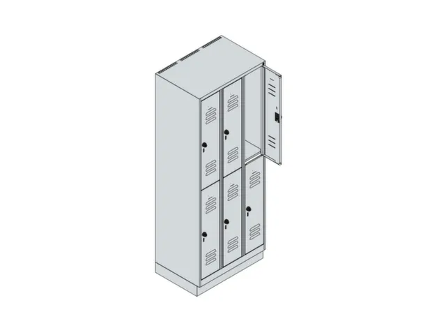 dubbeldekse locker,HxBxD 1950x750x500mm,3x2vak.,vak B 250mm