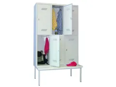 Garderobekast HxBxD 2150x1230x800mm 3x2 Vakken Zitbank Klinksluiting