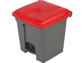 pedaalemmer,1x30l,HxBxD 435x398x410mm,romp PP grijs,deksel PP rood - 1