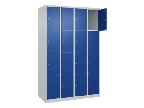 lockerkast,HxBxD 1850x1200x500mm,4x4vakken,vak B 300mm,cil.-slot