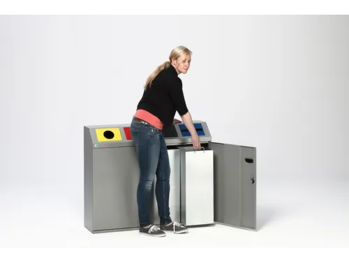 Afvalverzamelstation 4X50 Liter Romp Zilverkleurig