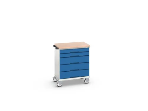 gereedschapswagen 980x800x600mm multiplexblad 5 laden RAL7035+RAL5010