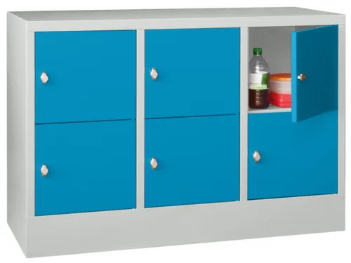 lockerkast,HxBxD 855x1200x500mm,3x2vakken,RAL7035,front RAL5012