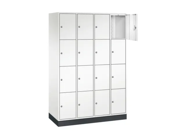 lockerkast,HxBxD 1950x1220x500mm,4x4vakken,cil.-slot,sokkel