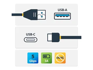 1 meter USB-A naar USB-C oplaadkabel M/M USB 5Gbps USB 3.0, 3A - 3