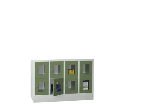 lockerkast,HxBxD 855x1200x500mm,4x2vakken,RAL7035,front RAL6011
