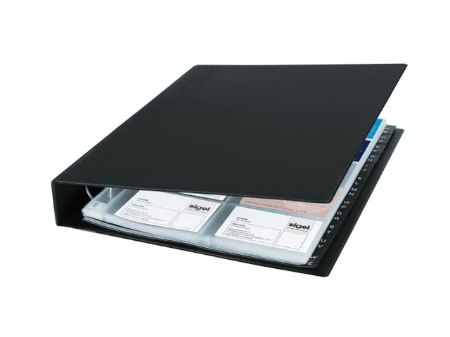 Visitekaartringband Sigel VZ301 voor 400 kaarten 90x58mm velvet zwart