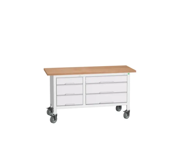 werkbank HxBxD 830x1500x600mm multiplexblad 6laden RAL7035