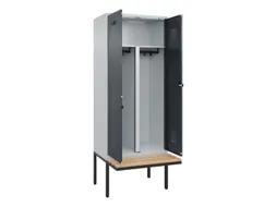 PBM-locker met bank,HxBxD 2120x800x815mm,2vak,vak B 400mm,draaigrendel