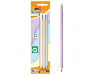Potlood Bic HB met gom pastel assorti blister 5 stuks - 1