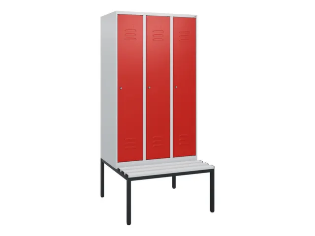 locker met bank,HxBxD 1950x900x815mm,3vak,vak B 300mm,cil.-slot