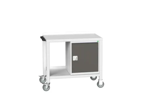 werkbank,verrijdbaar,HxBxD 910x1000x600mm,staalblad,uitrusting: kast