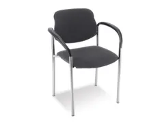 Bezoekersstoel,4Voeten Ronde Buis Verchroomd,M. Armleuningen