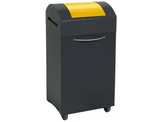 Afvalbak 60 Liter 650x380x320mm Plaatstaal 2 Wielen Klep Geel - 2