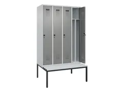 locker met bank,voor scheiding van kleding,HxBxD 2120x1200x815mm,4vak