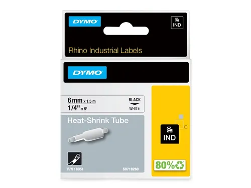 Lettertape Dymo 18051 Rhino Krimp 6mmx1.5m zwart op wit