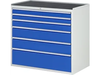 ladekast 1035x1145x650mm 6laden cilinderslot RAL7035 RAL5010 metaal - 1
