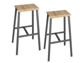Set Barkrukken Industrial, zitting Eiken natuur - 2