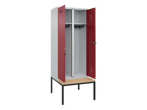 locker met bank,voor scheiding van kleding,HxBxD 2120x800x815mm,2vak