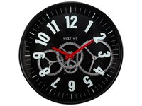Wandklok Nextime 36cm Gear Clock zwart metaal/glas