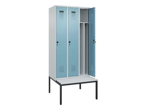 locker met bank,voor scheiding van kleding,HxBxD 2120x900x815mm,3vak