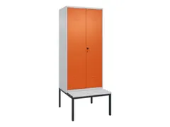 PBM-locker met bank,HxBxD 2120x800x815mm,2vak,vak B 400mm,draaigrendel