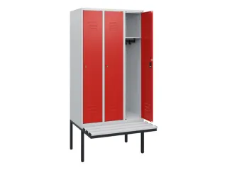 locker met bank,HxBxD 1950x900x815mm,3vak,vak B 300mm,cil.-slot - 2