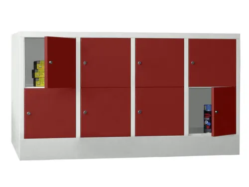 lockerkast,HxBxD 855x1600x500mm,4x2vakken,RAL7035,front RAL3000