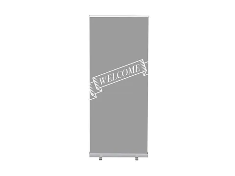 Roll-Banner 85x200 complete set met print "Welcome" Grijs
