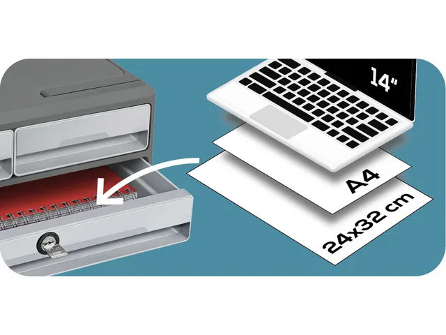Ladenkast CEP MooveUp Secure A4 plastic 3 lades lichtgrijs/donkergrijs