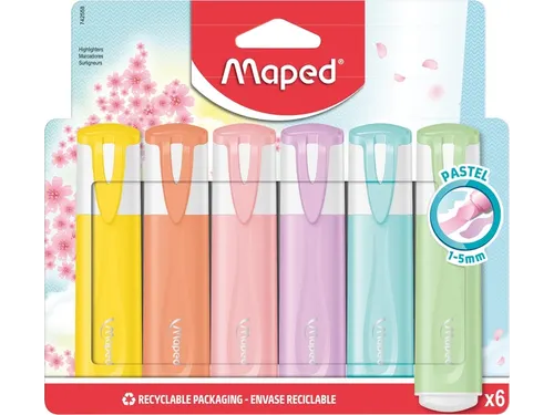 Markeerstift Maped Fluo'Peps set à 6 pastel kleuren
