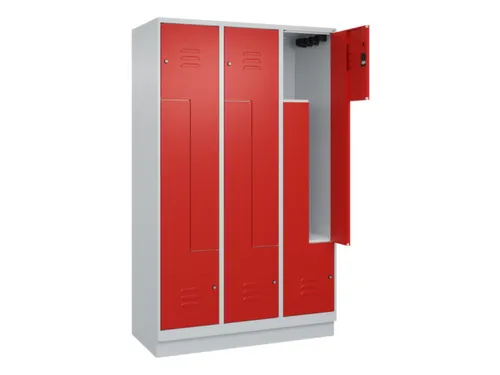 Z-garderobekast,HxBxD 1950x1200x500mm,vak B 200/400mm,cil.-slot,sokkel