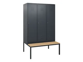 locker met bank,HxBxD 1950x1200x815mm,3vak,vak B 400mm,cil.-slot - 1